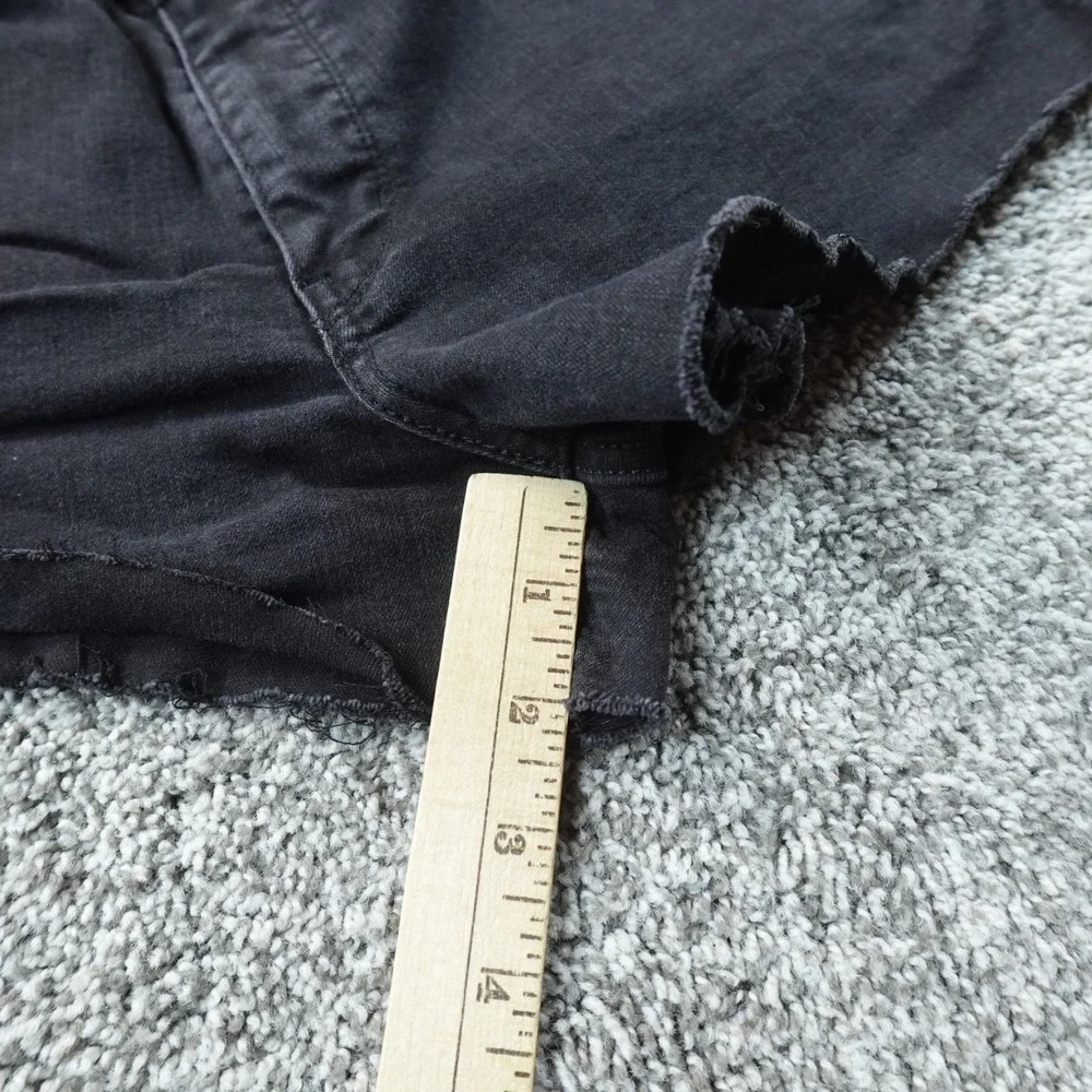 Levis Shorts Womens 33 Dark Black Denim Jean High Rise Mini Micro Booty Cut Off